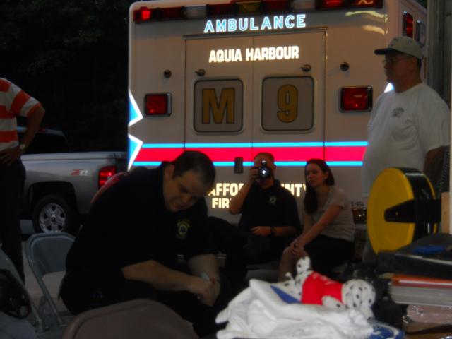 Extra seating provided by the ambulance bumper
Memberhip meeting July 2010